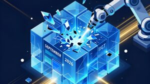 Футуристическая иллюстрация процесса устранения фрагментации базы данных IPB для ускорения SQL-запросов от Ниартч Технолоджи